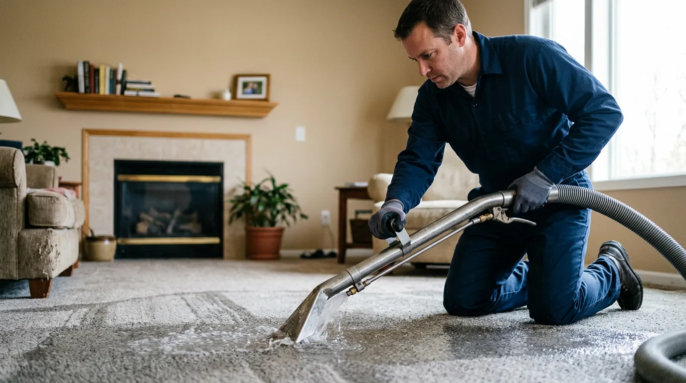 Water damage restoration technician working near Rush, KY